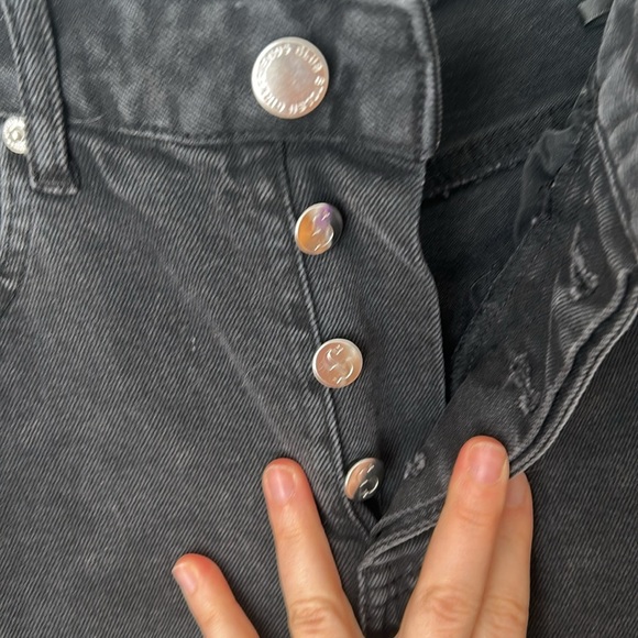 Stolen Girlfriends Club high rise taper black jeans with embossed leg sz XS - Picture 5 of 11